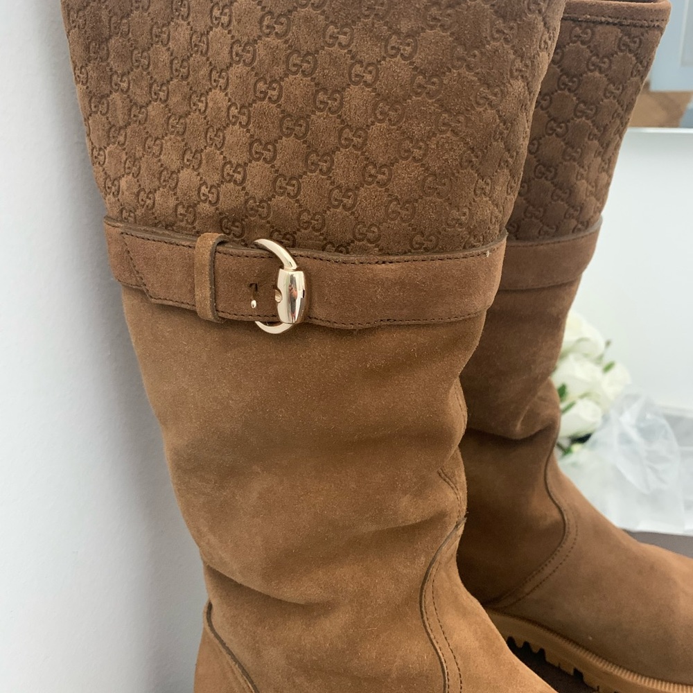 Brown Suede GG monogram Boots - Picture 11 of 15